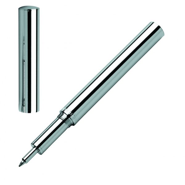 Stylo bille Cannelure chrome Argent
