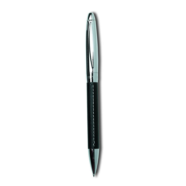 Stylo bille Sellier cuir noir Argent