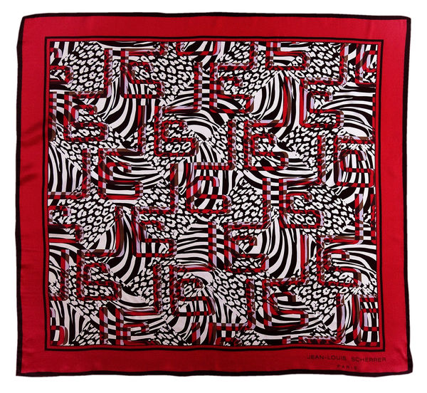 Foulard soie Geometrique Marron