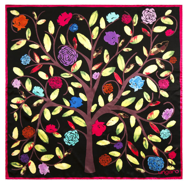 Foulard soie Albero della vita Noir