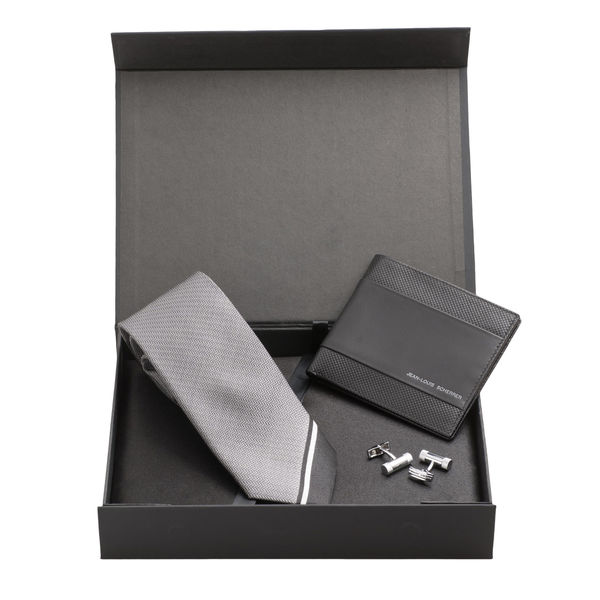 Set JEAN LOUIS SCHERRER : Boutons + Cravate + Portefeuille