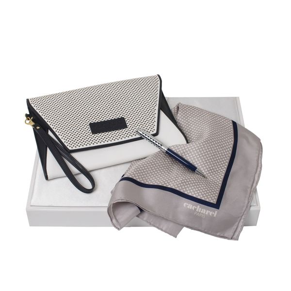 Set Cacharel : Foulard + Stylo + Sac personnalisable