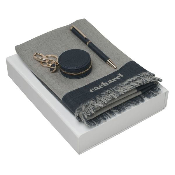 Set Cacharel : Porte-clefs + Echarpe + Stylo personnalisable