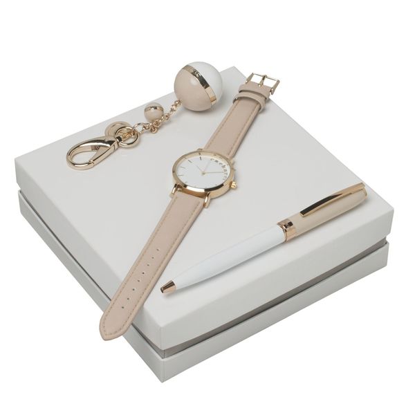 Set Cacharel : Porte-clefs + Montre + Stylo pour entreprise