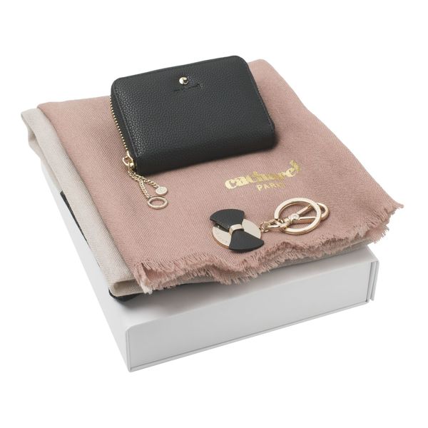 Set Cacharel : Porte-clefs + Portefeuille + Echarpe personnalisable