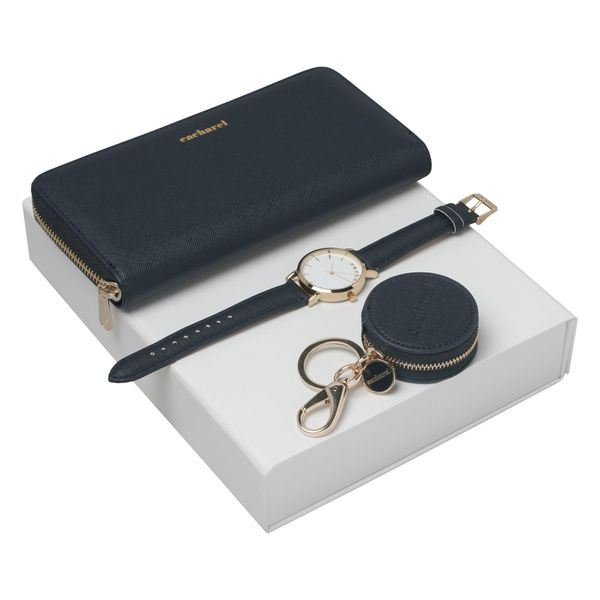 Set Cacharel : Porte-clefs + Portefeuille + Montre personnalisé