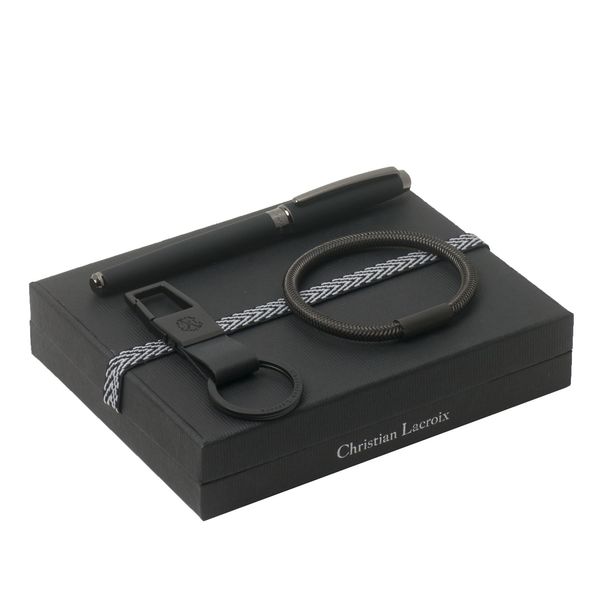 Set Christian Lacroix : Porte-clefs + Bracelet + Stylo personnalisable