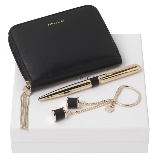 Set Nina Ricci : Porte-clefs + Couverture de carnet + Stylo avec logo