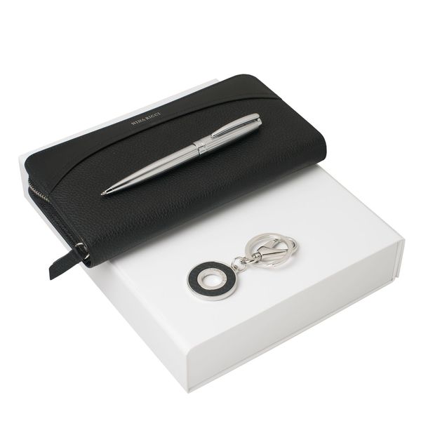 Set Nina Ricci : Porte-clefs + Portefeuille + Stylo avec logo