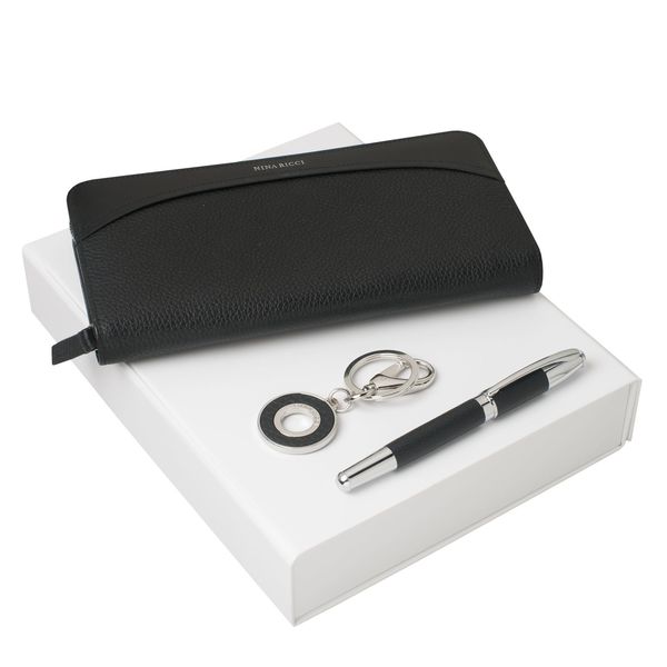 Set Nina Ricci : Porte-clefs + Portefeuille + Stylo avec logo