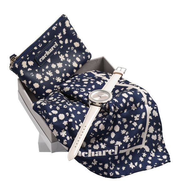 Set CACHAREL : Porte-clef + Foulard + Montre