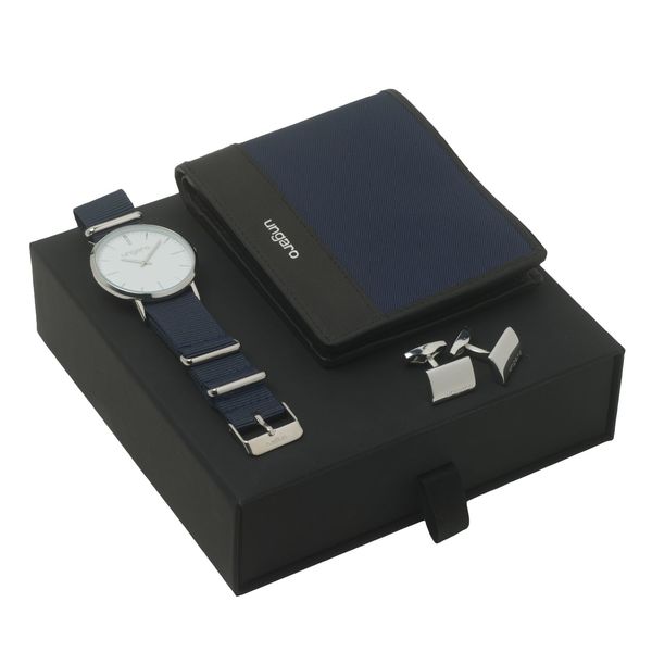 Set Ungaro : Boutons de manchette + Portefeuille + Montre personnalisé