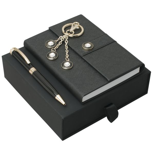 Set Ungaro : Porte-clefs + Carnet + Stylo avec logo