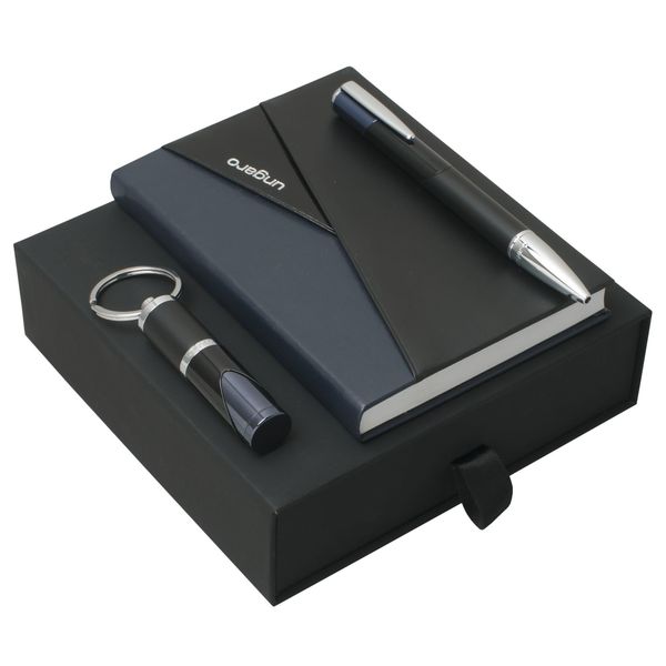 Set Ungaro : Porte-clefs + Carnet + Stylo personnalisable