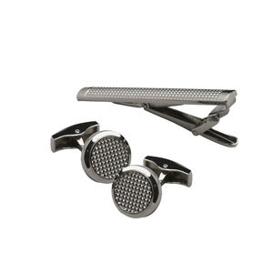 Boutons de manchette + Pince Black diamond Argent