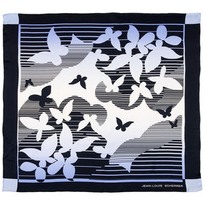 Foulard soie Papillons Noir