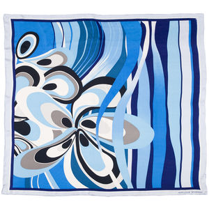 Foulard soie Fleur pop Bleu