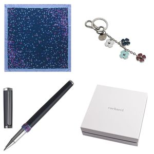 Set Cacharel : Porte-clefs + Foulard + Stylo avec logo 1