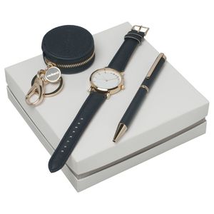 Set Cacharel : Porte-clefs + Montre + Stylo avec logo